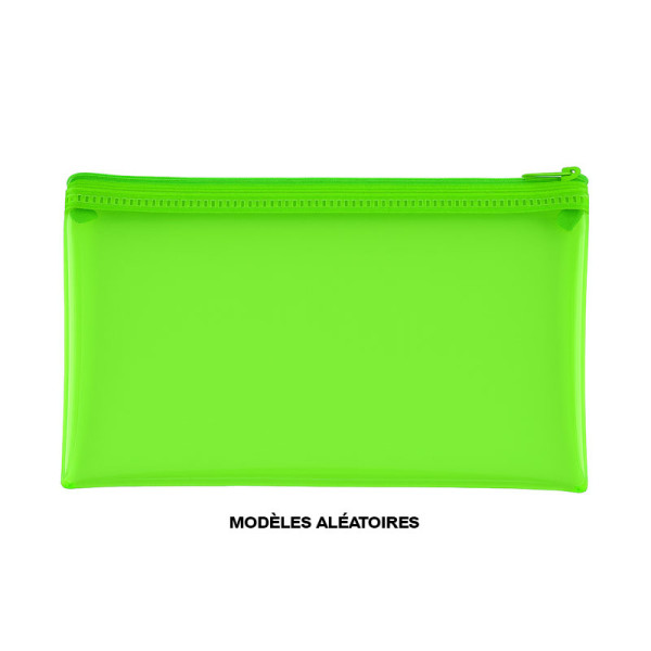 Trousse - Plastique - Semi-transparente - Couleurs fluo - 11x22cm - Wonday