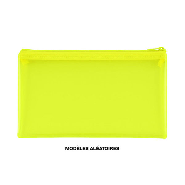 Trousse - Plastique - Semi-transparente - Couleurs fluo - 11x22cm - Wonday