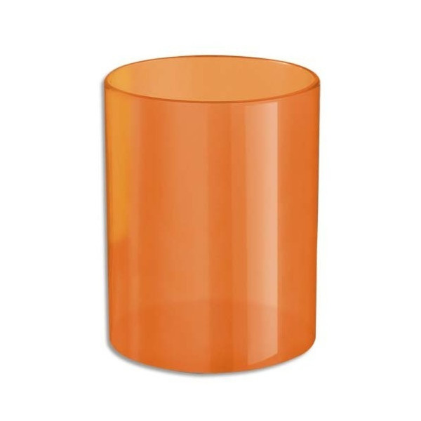 photo-Pot à crayons - Orange - Plastique semi-transparent - 6,8cm diamètre - Bureau - Wonday