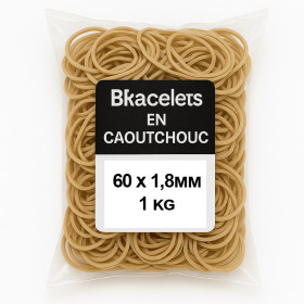 photo-Bracelets en caoutchouc - Naturel - 60mm diamètre - Sachet 1kg - Wonday