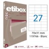 photo-2700 étiquettes - Blanches - 70x31mm - Etibox - Apli - 119766 - Copieur, laser, jet d'encre