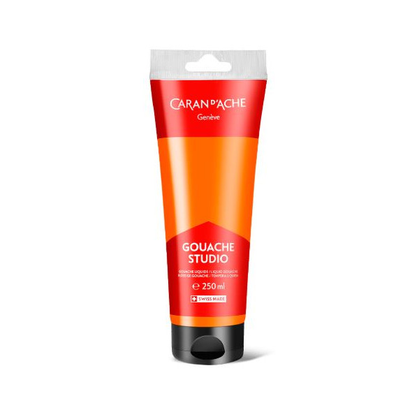 photo-Gouache Studio - Orange fluo - Ultra couvrante - Mate - Tube 250 ml - Caran d'Ache