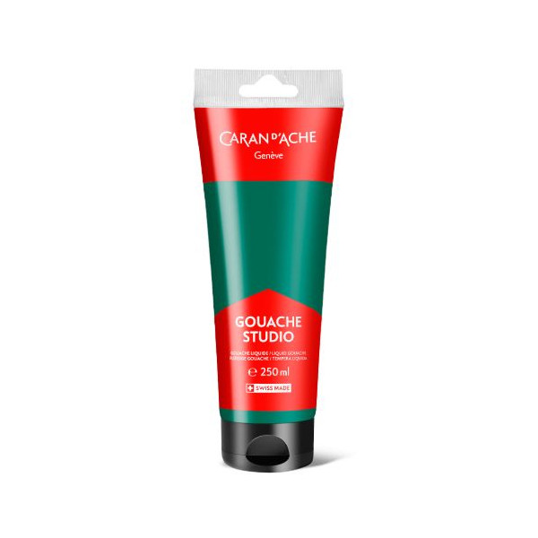 photo+-Gouache Studio - Vert émeraude - Ultra couvrante - Mate - Tube 250 ml - Caran d'Ache