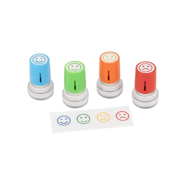 photo-Mini tampons - 4 modèles et couleurs - Humeur, smiley - Idéal pour notation