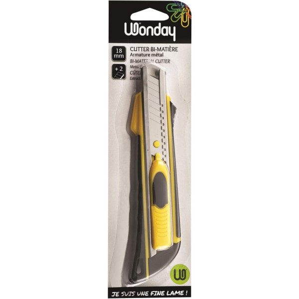 Cutter - Professionnel - Lame de 18mm - Grip confort - Auto bloquant - 2 lames incluses