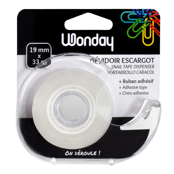 photo-Dévidoir de ruban adhésif - Transparent - Rechargeable - Adhésif 19mmx33m - Wonday