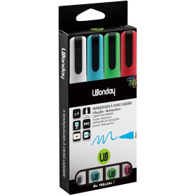 Marqueurs - Craie liquide - Effaçable - 4 couleurs - Mine 4mm - Tous supports