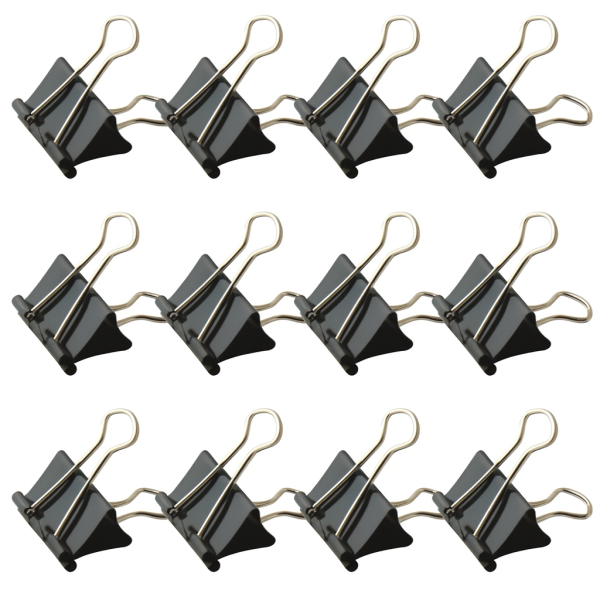 photo-Pinces à documents - Double clip - 51mm - Ecartement 20mm - Noir - Boîte de 12
