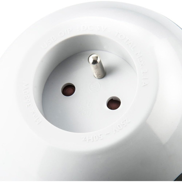 Multiprise - Ronde - 3 prises + 2 USB - 1,50m câble - Design innovant - Wattball
