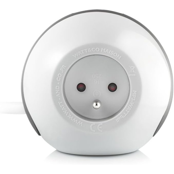 Multiprise - Ronde - 3 prises + 2 USB - 1,50m câble - Design innovant - Wattball