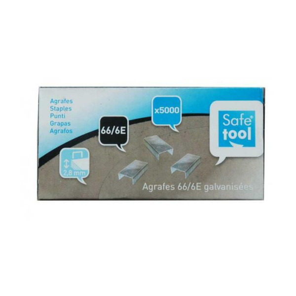 photo-Agrafes - N°66/6E - 2,8mm épaisseur - Galvanisées - Boîte de 5000 - Safetool