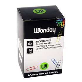 photo-Trombones - Coloris assortis - Taille standard 32mm - Boîte de 100 - Bureau