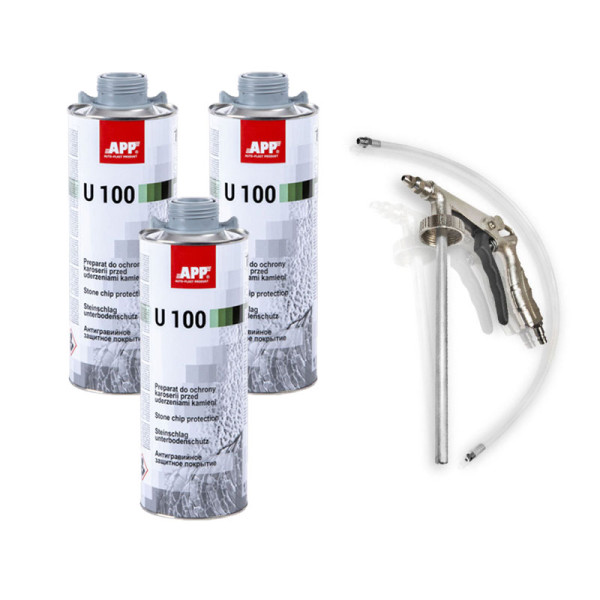 photo-Blackson - Produit anti gravillon - Gris - APP U100 - 3x 1L + pistolet de pulvérisation