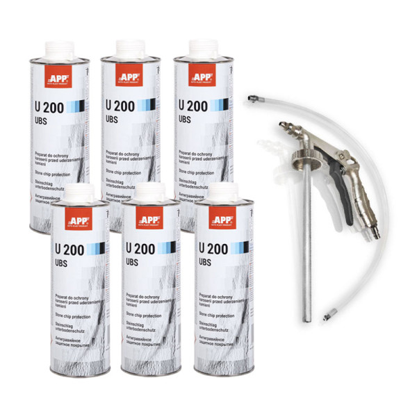 photo-Anti gravillon - Blanc - Anti corrosion - Carrosserie - APP - Bidon 1L U200 + pistolet pulvérisation
