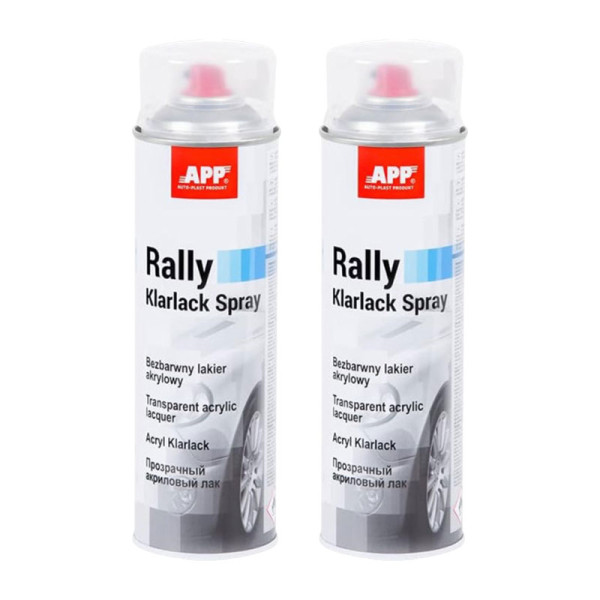 photo-Bombe de vernis - Brillant - Transparent - Acrylique - Toutes surfaces - APP Rally - 2x500ml