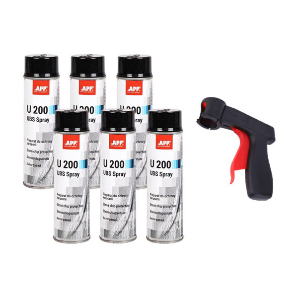 photo-Anti gravillons - Protection bas de caisse - Noir - APP U200 - 6x500ml + poignée pistolet