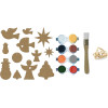 Kit créatif - Décorations de noël - Bois - A décorer - 12 formes + peinture + pinceau - Aladine