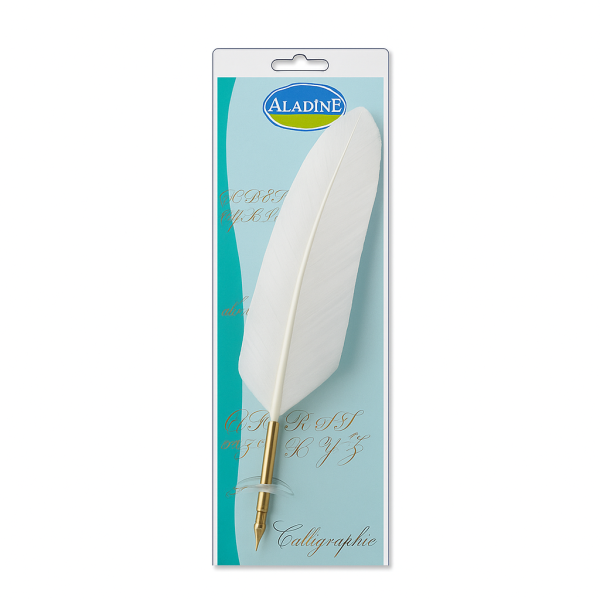 photo-Plume d'oie - Blanche - Pour la calligraphie - Pointe métal - Aladine