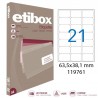 photo-2100 étiquettes - Blanches - 63,5x38,1mm - Etibox - Apli - 119761 - Copieur, laser, jet d'encre