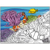 Coloriage - Poissons clowns - Tableau à colorier - Avec contours velours noir - Dès 3 ans