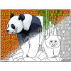 Coloriage - Pandas - Tableau à colorier - Avec contours velours noir - Dès 3 ans
