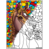Coloriage - Cheval - Tableau à colorier - Avec contours velours noir - Dès 3 ans