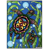 photo-Coloriage - Tortue - Tableau à colorier - Avec contours velours noir - Dès 3 ans