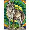 photo-Coloriage - Loup - Tableau à colorier - Avec contours velours noir - Dès 3 ans