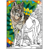 Coloriage - Loup - Tableau à colorier - Avec contours velours noir - Dès 3 ans