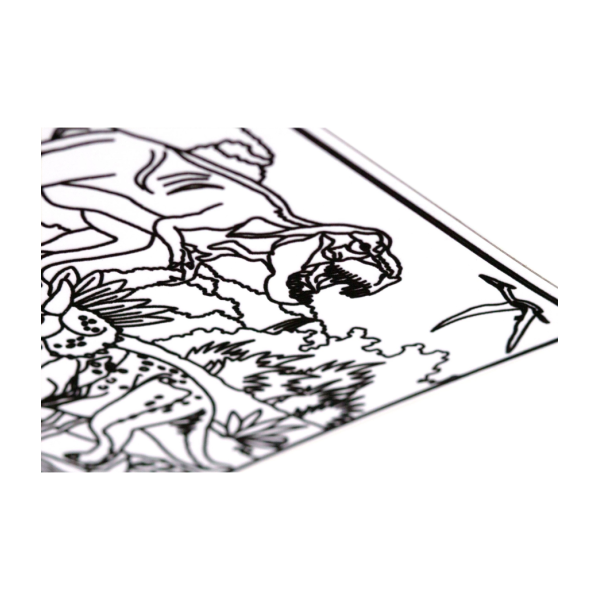 Coloriage - Dinosaures - Tableau à colorier - Avec contours velours noir - Dès 3 ans