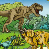 Coloriage - Dinosaures - Tableau à colorier - Avec contours velours noir - Dès 3 ans