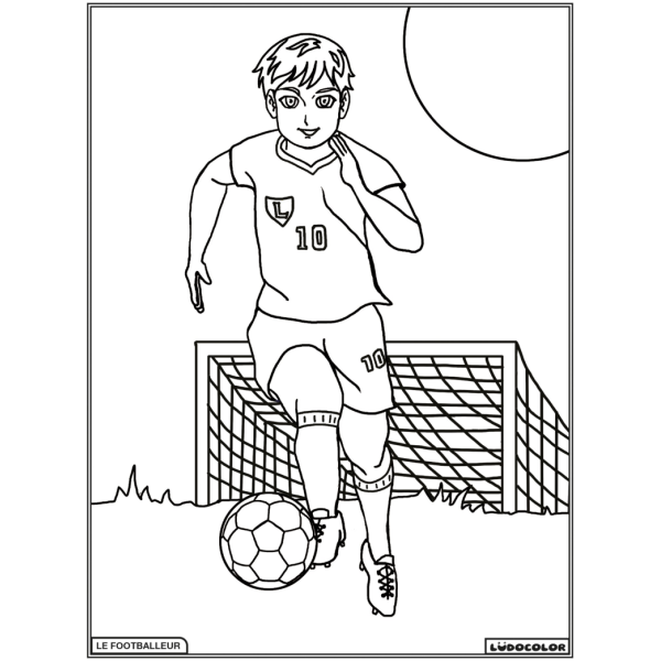 Coloriage - Footballeur - Tableau à colorier - Avec contours velours noir - Dès 3 ans