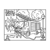 photo-Coloriage - Pompier - Tableau à colorier - Avec contours velours noir - Dès 3 ans