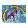 photo-Coloriage - Licorne arc en ciel - Tableau à colorier - Avec contours velours noir - Dès 3 ans