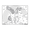 Coloriage - Licorne arc en ciel - Tableau à colorier - Avec contours velours noir - Dès 3 ans