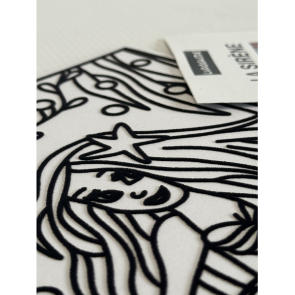 Coloriage - Sirène - Tableau à colorier - Avec contours velours noir - Dès 3 ans