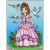 photo-Coloriage - Princesse - Tableau à colorier - Avec contours velours noir - Dès 3 ans
