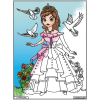 Coloriage - Princesse - Tableau à colorier - Avec contours velours noir - Dès 3 ans