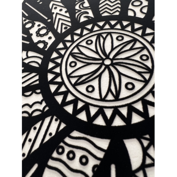 Coloriage - Mandala soleil - Tableau à colorier - Avec contours velours noir - Dès 3 ans