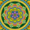 Coloriage - Mandala floral - Tableau à colorier - Avec contours velours noir - Dès 3 ans