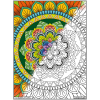 Coloriage - Mandala floral - Tableau à colorier - Avec contours velours noir - Dès 3 ans