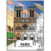 Coloriage - Notre dame de Paris - Tableau à colorier - Avec contours velours noir - Dès 3 ans