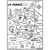 Coloriage - Carte de France - Tableau à colorier - Avec contours velours noir - Dès 3 ans