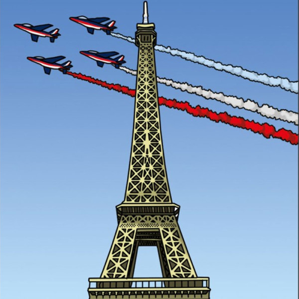 Coloriage - Tour Eiffel - Tableau à colorier - Avec contours velours noir - Dès 3 ans