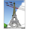 Coloriage - Tour Eiffel - Tableau à colorier - Avec contours velours noir - Dès 3 ans