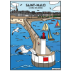 photo-Coloriage - Saint-Malo - Tableau à colorier - Avec contours velours noir - Dès 3 ans