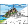 Coloriage - Mont Saint-Michel - Tableau à colorier - Avec contours velours noir - Dès 3 ans