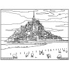 Coloriage - Mont Saint-Michel - Tableau à colorier - Avec contours velours noir - Dès 3 ans