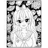 Coloriage - Manga - Tableau à colorier - Avec contours velours noir - Dès 3 ans