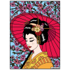 photo-Coloriage - Geisha - Tableau à colorier - Avec contours velours noir - Dès 3 ans